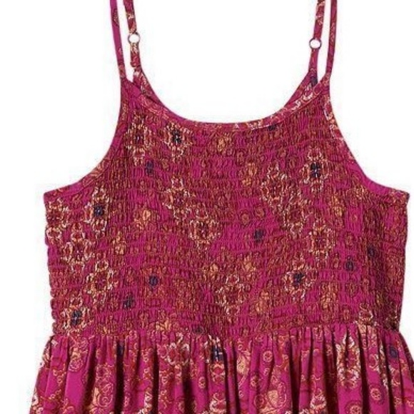 Mudd Girls Floral Smocked Top Skater Sun Dress Size 12 Magenta Pink New - Picture 2 of 6
